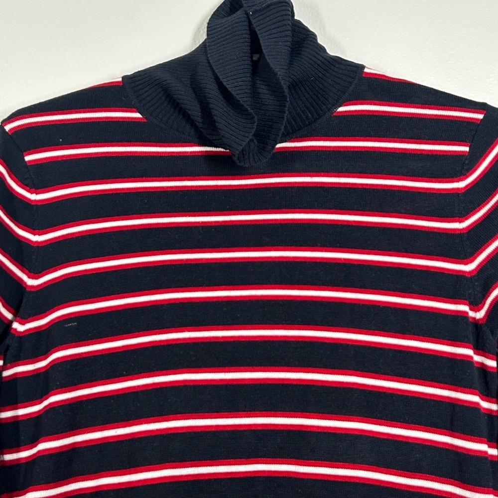 Tommy Hilfiger Womens Black Red Striped Cowl Neck Tunic Sweater L - Picture 4 of 11
